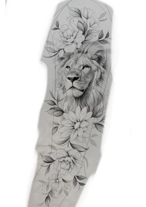 Carol Tattoo, Lioness Tattoo, Tattoos For Women Flowers, Leg Tattoos Women, Tattoo Feminina, Lion Tattoo, Leg Tattoos, Arm Tattoo, Tattoos For Women