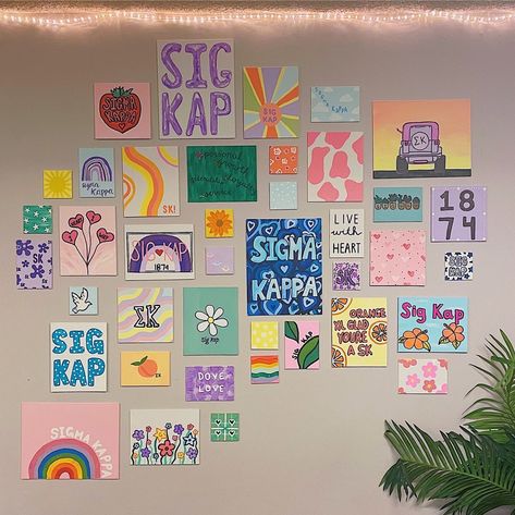 Trendy Sorority Canvas, Kappa Canvas, Big Little Door Decorations, Big Little Picture Frame, Sigma Kappa Canvas Paintings, Sigma Kappa Painting, Aoii Paintings, Sigma Kappa Canvas, Sorority Letters Painted