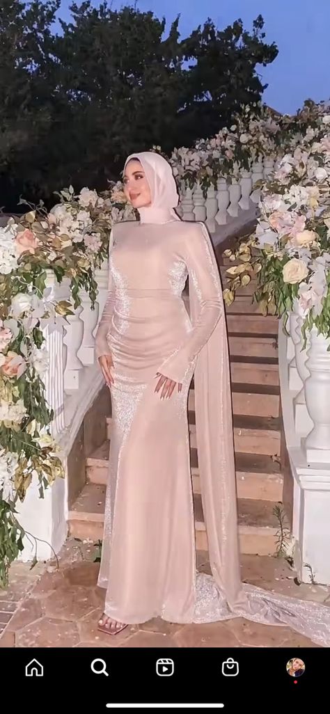 Hoco Dresses For Hijabis, Hijabi Dresses Wedding, Hijabi Dinner Dress, Soiree Satin Dresses For Hijab, Prom Dress For Hijabi Girl, Grad Dresses For Hijabis, Hijabi Prom Outfits, Dress With Extension Soiree Hijab, Elegant Hijabi Soiree Dresses