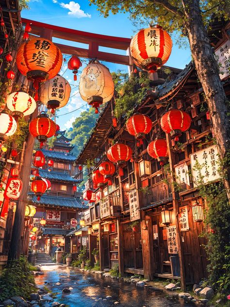 City Pop Aesthetic Wallpaper, Japanese Town Art, Japanese Fantasy Landscape, Japanese Traditional Building, Tokyo City Aesthetic, Japanese Town, Japanese City, Japan Architecture, Anime City