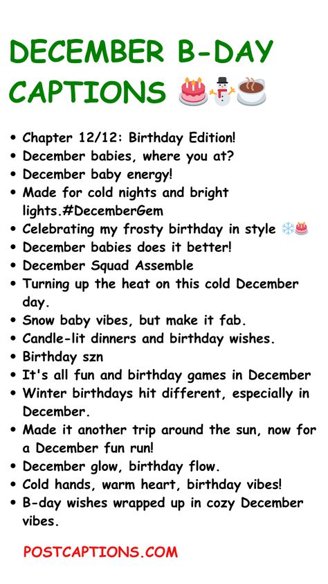 December Birthday Captions December Birthdays Quotes, December Birthday Captions, December Birthday Quotes, December Captions, Bday Status, Hello March Quotes, Instagram Captions Family, Daisy Room, Captions Sassy