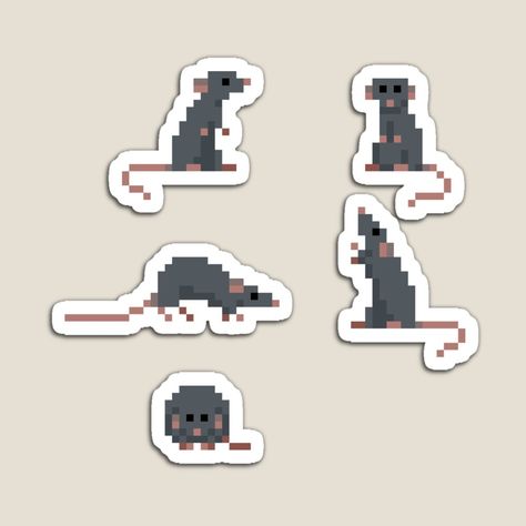 Get my art printed on awesome products. Support me at Redbubble #RBandME: https://www.redbubble.com/i/magnet/Pixel-art-rats-by-Hobbes2594/160798000.TBCTK?asc=u Possum Pixel Art, Weird Pixel Art, Rat Perler Beads, Rat Pixel Art, Bug Pixel Art, Snake Pixel Art, Pig Pixel Art, Raccoon Pixel Art, Mouse Pixel Art