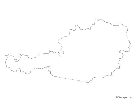 Outline Map of Austria - Free Vector Map Map Of Austria, Austria Map, Elf Characters, Vector Map, Map Vector, String Art, Journal Planner, Geography, Austria