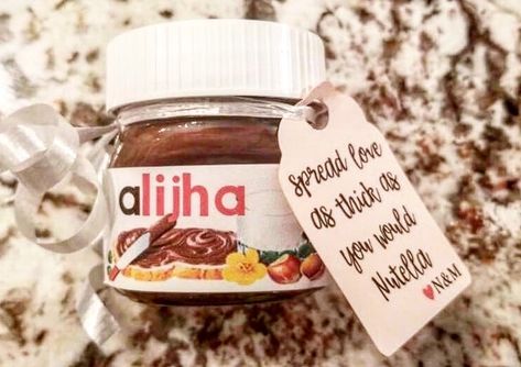 Nutella Gifts, Nutella Jar, Mini Jars, Gift Labels, Nutella Bottle, Spread Love, Bridal Gifts, Wedding Shower, Nutella