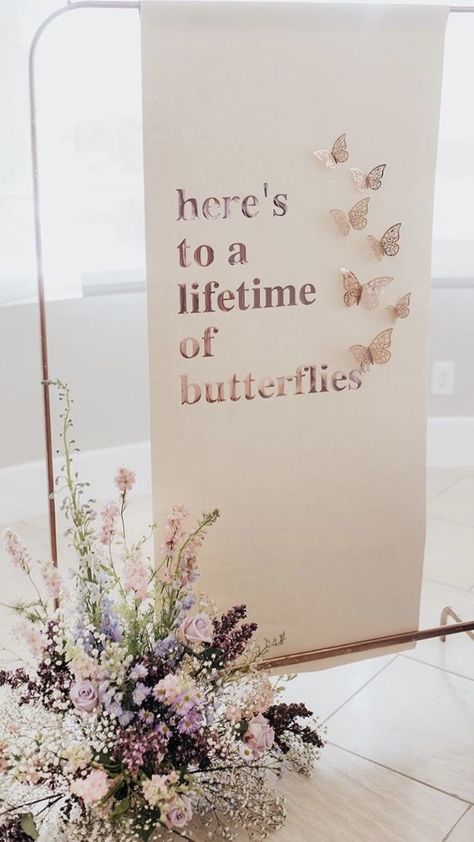 To A Lifetime Of Butterflies, A Lifetime Of Butterflies, He Gives Me Butterflies, Lifetime Of Butterflies, Gives Me Butterflies, Garden Bridal Showers, Bridal Theme, Bridal Shower Inspo, Bridal Shower Themes