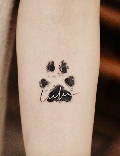 Paw Prints Tatoos Ideas, Dog Feet Tattoo, Tattoo Ideas For Dogs That Have Passed, Skye Tattoo, Dog Print Tattoo Ideas, Paw Print Memorial Tattoo, Dog Memorial Tattoos Unique, Dog Footprint Tattoo, Cat Paw Tattoo