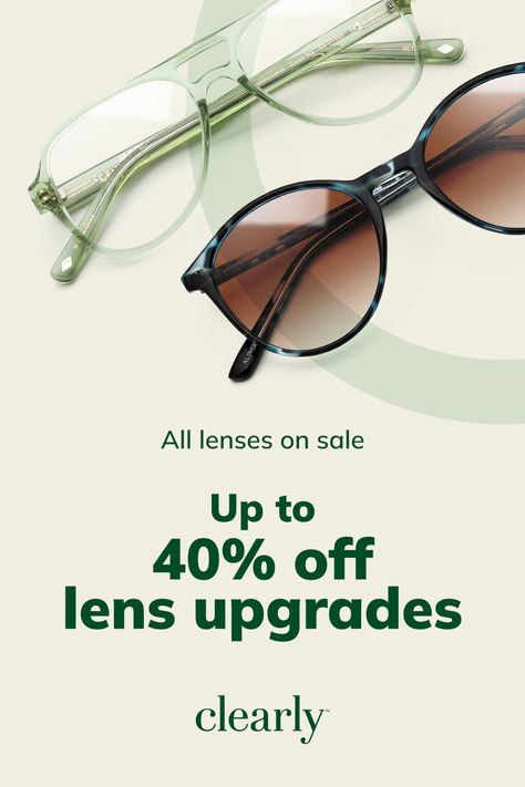 All lenses: On SALE. Up to 40% off lens upgrades = progressives from $119 (code: NICEPRICE) Eye Glasses Poster Design, Glasses Advertising Ideas, Glasses Poster Design, Glasses Ads, Glasses Design Eyewear, Glasses Advertising, Eyewear Branding, Eyewear Advertising, Email Template Design