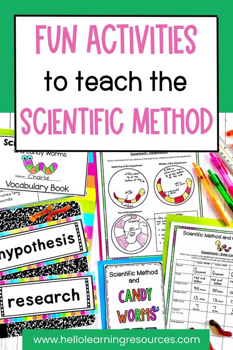 Will you be teaching the scientific method in your upper elementary classroom this year?  This article by Hello Learning shares six fun ideas for activities and experiments to teach the scientific method with 4th grade and 5th grade students. Includes scientific method experiment ideas and other activities to support the steps of the scientific method. These ideas are the perfect way for kids to learn about the scientific method in a fun, hands on way.  Click to read more! Scientific Method First Grade, Scientific Inquiry Activities, Scientific Method Projects, Teaching The Scientific Method, Scientific Method For Kindergarten, Easy Scientific Method Experiments, 5th Grade Science Project Ideas, Upper Elementary Science Experiments, Scientific Vocabulary