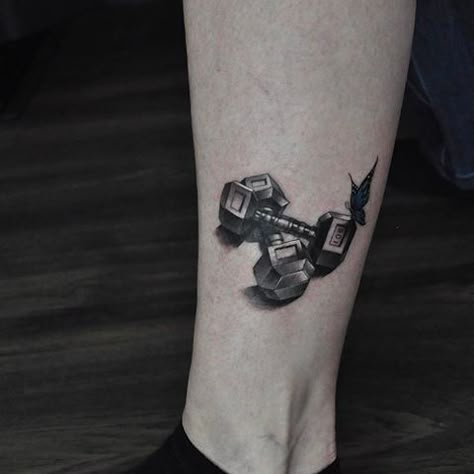 Dumbell Tattoo Design, Dumbbell Tattoo Design, Gym Tattoo Ideas For Women, Gym Tattoos Women, Dumbell Tattoo, Gym Tattoo Ideas For Men, Weightlifting Tattoo, Gym Tattoo Ideas, Dumbbell Tattoo