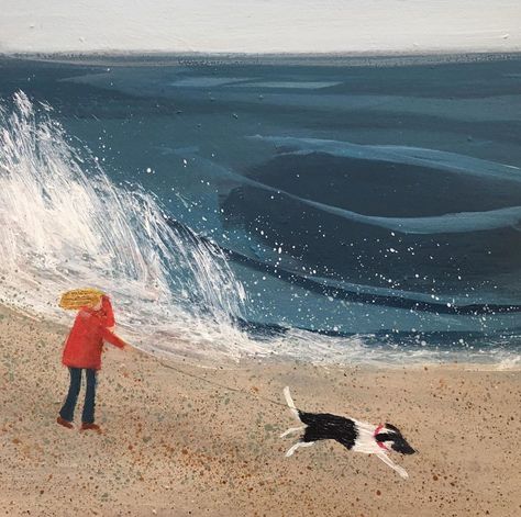 Barbara Peirson Art, Gary Bunt, Tiny Art, Oil Pastels, Coastal Landscape, Painting Illustration, Oil Pastel, Dog Art, Drawing Inspiration