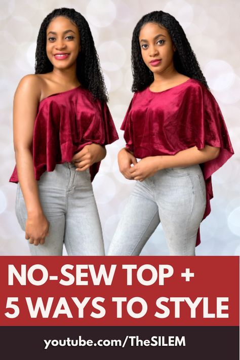 Learn how to make a top without sewing. No needle, no thread, no glue and no sewing machine needed. This no-sew top can also be styled in 5 different ways. All you need is a fabric, scissors, chalk and measuring tape. In this video, I show you how to make a no sew top from fabric, scarf, saree or dupatta. This tutorial is detailed and easy to understand. No sew outfit from fabric, No sew top, No sew top tutorial, No-sew outfit, No sew top DIY, No sew top from dupatta, No sew top from scarf, DIY Top From Dupatta, Diy Satin Top, Top From Scarf, No Sew Top, Wrap Top Diy, No Sew Shirt, No Sew Dress, New Home Hacks, No Sew Clothing