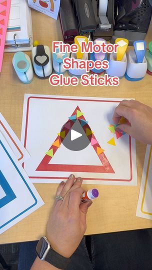 85K views · 949 reactions | Over the next two weeks, I'm focusing on teaching shapes, one shape each day. Each day, we use one of our tactile shape cards at the easel and provide mini punch-outs of the same shape. The students learn how to use a glue stick by gluing these mini triangles around the outline of a larger triangle. This activity is perfect for enhancing fine motor skills, introducing shape concepts, and teaching proper glue stick use. | Preschool Vibes Triangle Shape Activities For Preschool, Preschool Vibes, Triangles Activities, Tactile Art, Shape Activities Preschool, Teaching Shapes, Shapes Activities, Glue Stick, Shaped Cards