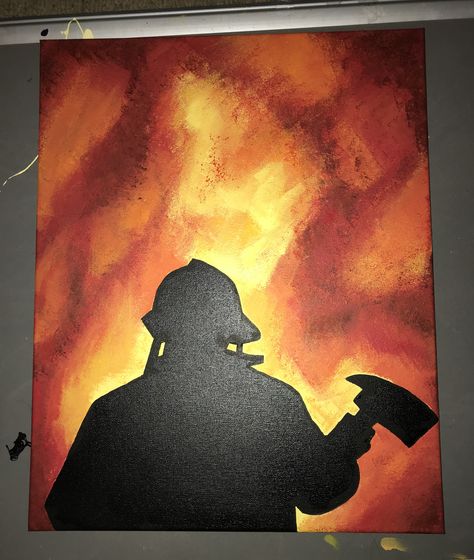 Fireman Painting, Fire Fighter Painting, Firefighter Painting Easy, Firefighter Painting Ideas, Fireman Drawing, Firefighter Painting, Firefighter Drawing, Fireman Art, Red Barn Painting