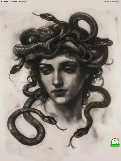 Medusa Pictures, Medusa Artwork, Medusa Drawing, Medusa Tattoo Design, Medusa Art, Snake Girl, Medusa Tattoo, Greek Tattoos, Greek Art