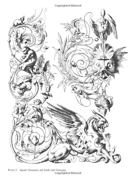 Fantastic Ornament: 110 Designs and Motifs: Michel Liénard: 9780486452296: Books - Amazon.ca Filigree Tattoo, Fu Dog, Ornament Drawing, Engraving Art, Ornament Frame, Filigree Design, Mix Media, Arabesque, Mythical Creatures