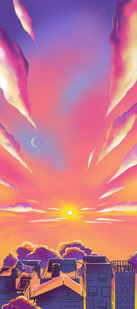 Sunset Sky Illustration, Sunset Animated, Sunset Animation, Sunset Background, Short I, Sunset Wallpaper, Sunset Art, Believe Me, Best Pillow