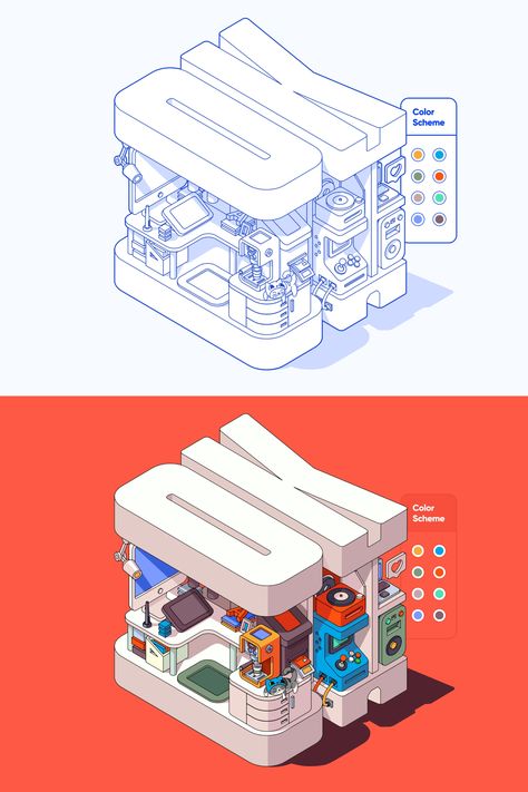 Isometric Drawing, Isometric Art, Splash Screen, Isometric Design, Isometric Illustration, Graphic Design Fun, Oui Oui, Blender 3d, Graphic Design Posters