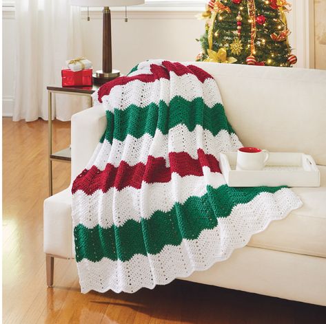 Holiday Ripples Afghan Sweetheart Blanket, Bernat Softee Chunky Yarn, Crochet Ripple Afghan, Christmas Afghan, Christmas Crochet Blanket, Ripple Afghan, Sparkle Yarn, Mary Maxim, Crochet Simple