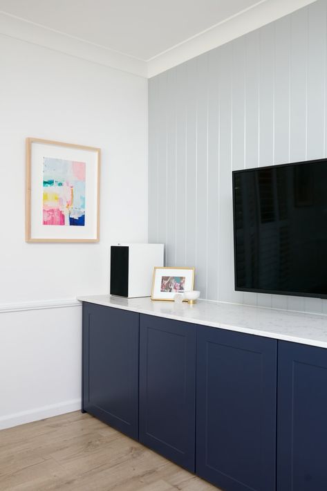 Home Tv Room, Tv Joinery, Sell House, Main Bedroom, Guest Bedrooms, Home Tv, Blue Walls, Wall Cabinet, Cabinet Design