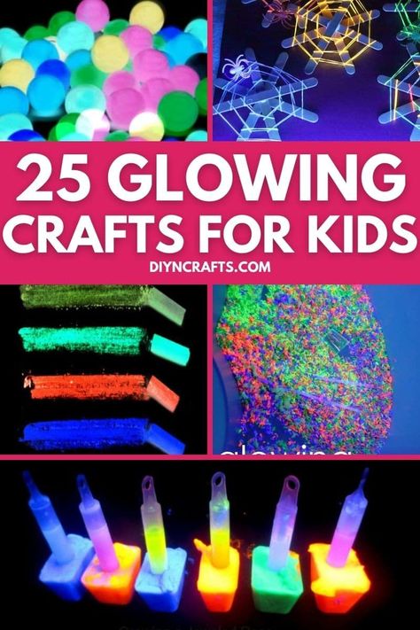 Kids will love this list of fun glow in the dark crafts for kids! These easy glowing DIY projects are great to keep kids busy! This list of easy kids crafts is a great set of STEM kids projects for homeschooling and fun kids activities for play time. #glowinthedark #kids #kidscrafts #homeschooling #stemcrafts Glow In The Dark Crafts, Dark Crafts, Glow Stick Crafts, Dollar Store Halloween Diy, Diy Glow In The Dark, October Themes, How To Make Things, Glow Crafts, Neon Crafts