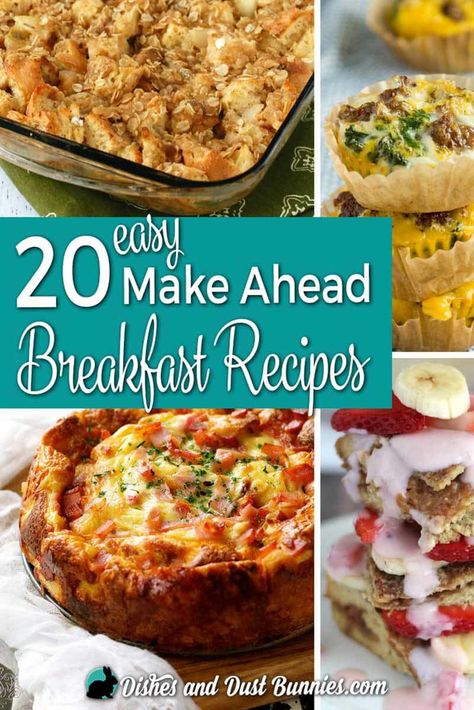 20 Easy Make Ahead Breakfast Recipes - Dishes & Dust Bunnies Make Ahead Breakfast Recipes, Easy Make Ahead Breakfast, Dust Bunnies, Festive Food, Eating Breakfast, Frugal Family, Mouthwatering Recipes, Prep Recipes, Make Ahead Breakfast