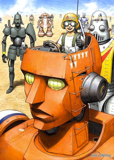 Giant Robot by HikaruKanefusa Space Opera Art, Robot Head, Real Robots, Japanese Robot, Retro Robot, Cool Robots, Sci Fi Models, Object Drawing, Mecha Anime