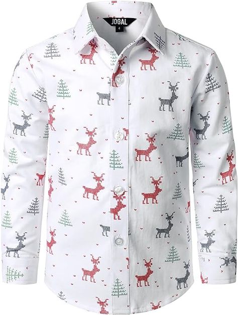 JOGAL Men's Christmas Santa Claus Party Long Sleeve Button Down Shirts at Amazon Men’s Clothing store Girls Christmas Shirts, Boys Christmas Shirt, Family Christmas Outfits, New Year Party, Christmas Santa Claus, Boys Christmas, Christmas Outfits, Christmas Print, Button Up Dress