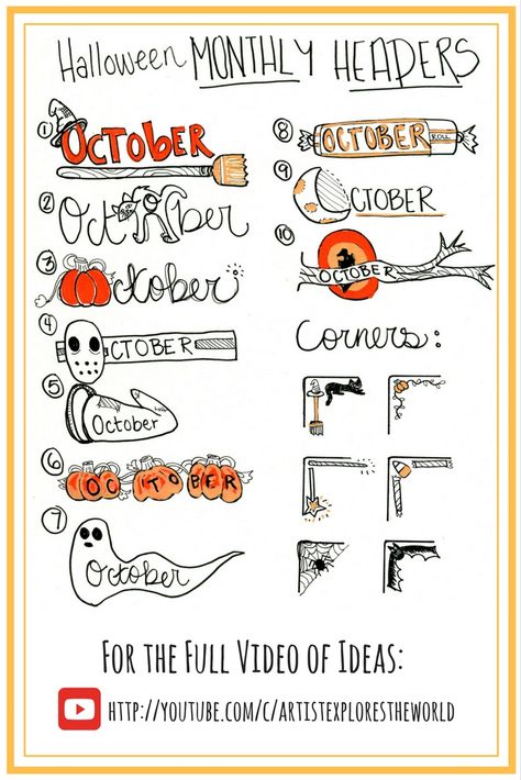 Bullet Journal Halloween, Bullet Journal October, Desain Buklet, Doodle Inspiration, Bullet Journal Mood, Bullet Journal Themes, Bullet Journal Writing, Journal Themes, Bullet Journal Spread