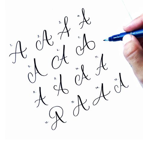 © Becca Courtice | 🇨🇦 on Instagram: “You can only use one capital letter A style for the rest of your calligraphy life. Which of these 15 would you choose? 😱 (Leave your #…” Payasa Tattoo, Cursive Numbers, Basic Calligraphy, Learn Modern Calligraphy, Tattoo Fonts Alphabet, Tattoo Fonts Cursive, Cursive Calligraphy, Cursive Alphabet, Learn Calligraphy