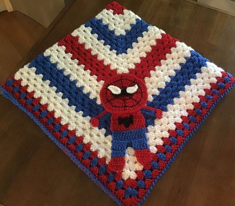 Spiderman Granny Square, Adult Blankets, Diy Knit Blanket, Diy Knit, Spiderman Theme, Blue Baby Blanket, Crochet Lovey, Adult Blanket, Crochet Baby Cardigan