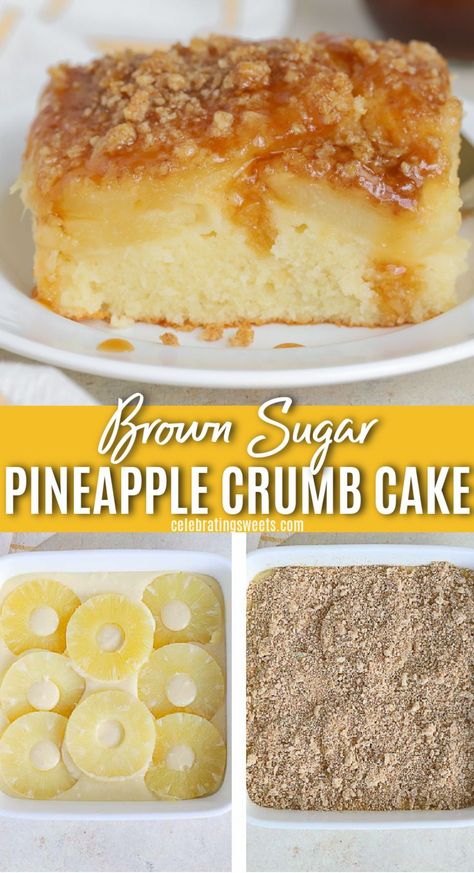 Pineapple Sour Cream Cake, Baking Recipes With Pineapple, Pineapple Coffee Cake, Pineapple Rings Recipes, Desserts With Pineapple, Pineapple Crumble, Pineapple Desert, Pineapple Bake, Brown Sugar Pineapple