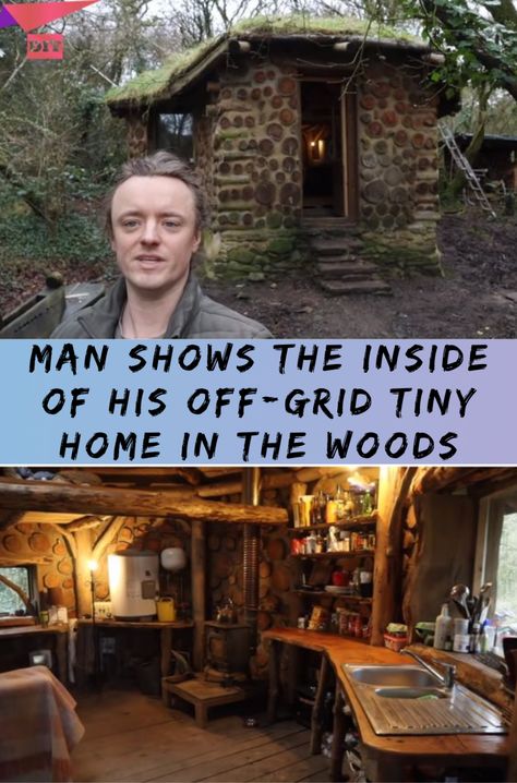 He's not going back to the life in the city anytime soon. Living Off Grid, Off Grid Survival, Home In The Woods, Life In The City, Off Grid Cabin, Tiny House Floor Plans, House Cabin, Tiny House Interior, Tiny House Cabin