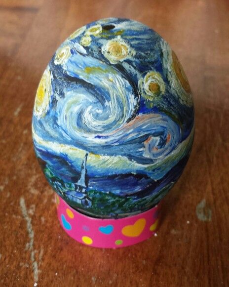 EASTER EGGS! Hand painted Van Gogh inspired Easter egg by my amazing daughter Creative Egg Decorating, Painting On Eggs, Egg Decorating Ideas Creative Contest, Easter Egg Painting Ideas Creative, Drawing On Eggs Ideas, Painting Eggs Ideas, Easter Egg Drawing Design, Egg Painting Ideas Art, Painting Easter Eggs Ideas