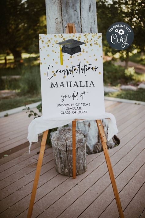 Graduation Welcome Sign Template, Printable Congratulations Graduate Welcome Board, Editable Grad Party Welcome Poster, Instant Download #graduation #minimalwelcomesign #graduationdecor #graduationwelcome #graduatesign #gradpartysign #moderngraduation #confettigraduationsign #seniorgraduation Chic Graduation Party, Graduation Party Welcome Sign, Graduation Welcome Sign, Modern Graduation Party, Boy Graduation, Graduation Templates, Graduation Yard Signs, Party Welcome Sign, Grad Party Decorations