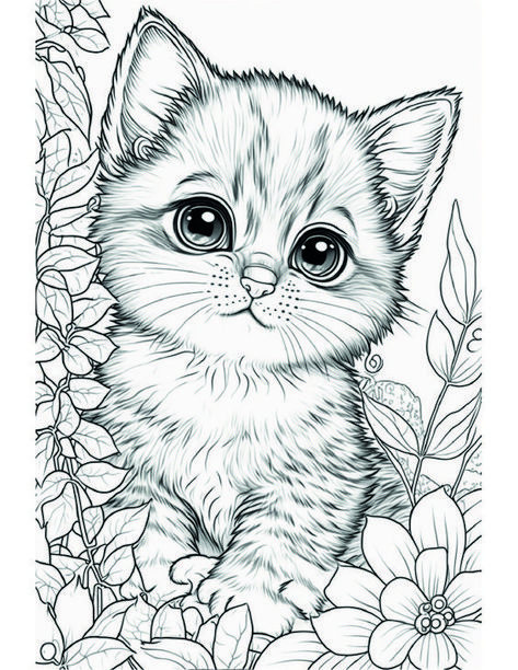 Adorable kitty coloring page - Cats Coloring Pages for Adults - Just Color And Make Them Alive Butterfly Coloring Sheet, Butterfly Coloring Pages, Butterfly Coloring, Cat Coloring Book, Kitty Coloring, White Drawing, Cat Coloring Page, Dessin Adorable, Coloring Book Art