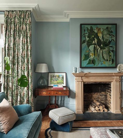 Raine in Pickled Green hanging serenely in the bays of this beautifully designed sitting room in the Herne Hill House project by the very talented @pandorataylor Photographed by @astridtemplier | Published by @houseandgardenuk Green Row, White Cottage, Hill House, House On A Hill, Sitting Room, Home Projects, Dream House, Cottage, Bedroom