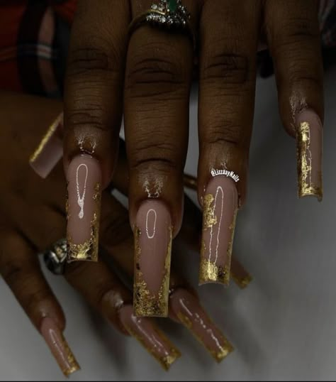 Gold Nail Ideas, Gold Acrylic Nails, Golden Nails, Pretty Nail Colors, Colored Acrylic Nails, Gold Nail, Grunge Nails, Short Square Acrylic Nails, Thanksgiving Nails