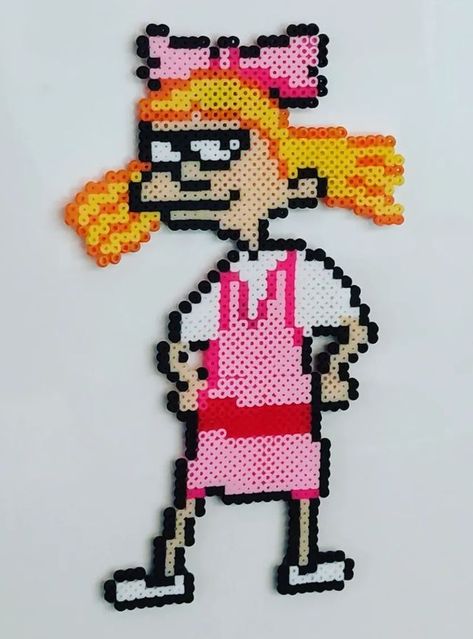 Cartoon Perler Bead Patterns, Older Kids Crafts, Pyssla Ideas, Mini Hama Beads, Hamma Beads, Hey Arnold, Diy Perler Bead Crafts, Perler Crafts, Beads Ideas