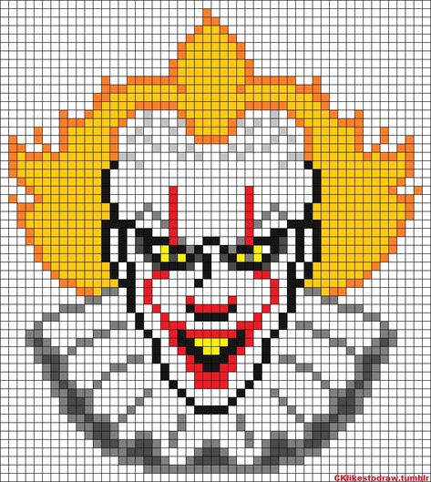 Beetlejuice Cross Stitch, Pennywise Bill Skarsgard, C2c Halloween, Pixel Blanket, Perler Beads Pattern, Cross Stitch Skull, Modele Pixel Art, Beads Pattern, Bill Skarsgard