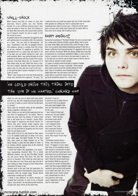 mcr in magazine, c. 2007 My Chemical Romance Tour Poster, Mcr Magazine, Gothic Magazine, Band Magazine, Kerrang Magazine, Spin Magazine, Band Nerd, Magazine Interview, I Love Mcr