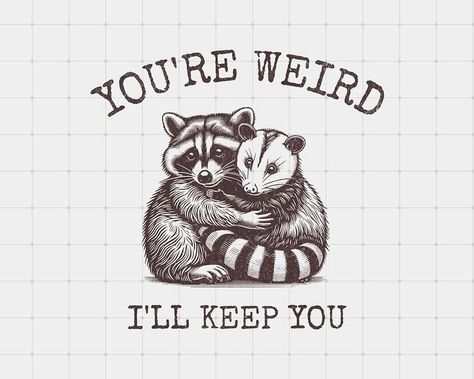 @xanderdupuisgiroux Cute T Shirt Ideas Design, Cute Things To Print, Raccoon And Possum, Print On Demand Designs, Pod Design, Design Dragon, Projets Cricut, Weird Tattoos, Tassen Design