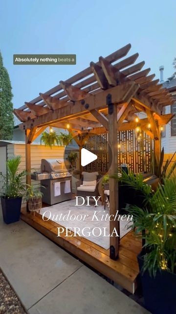 Shavonne Flegel on Instagram: "DIY Pergola for my parents!🤍 This father daughter DIY project was the best! 🙌🏻 🔨   The plans for this project were completely free, from @coopcrs ✨ Head to the link in my bio or visit: https://www.home.crs/tags?keyword=Small%20Project%20Plans for a list of free small project plans.   What do you think? Would you build this?   ✨Special shoutout to Swift Current’s Pioneer Co-op and all the kind people who work there. It’s so very heartwarming to receive a call to check how our project turned out after our visit there. We loved the great customer service and an had an awesome experience shopping there!   ✨Follow @onceuponabungalow for more Home & DIY!   #doitwithcoop #diy #diyprojects #smallproject #coop #coopcanada #canada #diycrafts #pergola #diypergola #b Small Deck Pergola, Diy Pergola Ideas On A Budget, How To Decorate A Pergola, Diy Pergola Ideas, Shed Frame, Diy Gazebo, Garden Shade, Pergola Diy, Shade Ideas