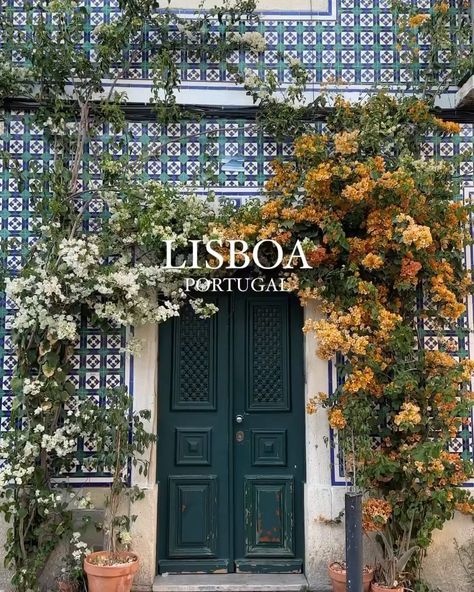 Lisbon, Portugal 🇵🇹 A charming doorway adorned with vibrant flowers and traditional Portuguese tiles, capturing the essence of Lisbon’s historic and colorful architecture. Colorful Architecture, Grilled Sardines, Portuguese Culture, Iberian Peninsula, Hotel Food, Portuguese Tiles, City Hotel, Portugal Travel, Food Tips