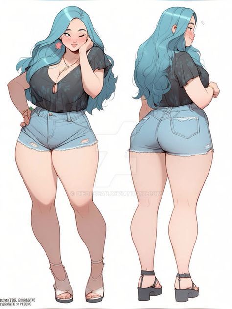 Female Plus Size Reference, Short Curly Hairstyles Drawing Reference, Short Character Reference, Midsize Drawing, Chubby Character Reference, Thick Female Pose Reference, Thick Character Base, Plus Size Female Oc, Chubby Art Base