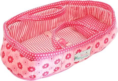 Amazon.com: Pink Daisy 14" Doll Carrier Bassinet Bed Carrier & Pillow (Doll Not Included) : Toys & Games Coco Baby, Doll Bassinet, Baby Doll Furniture, Baby Doll Carrier, Baby Doll Bed, Bed Bassinet, Doll Carrier, Baby To Sleep, Music Toys