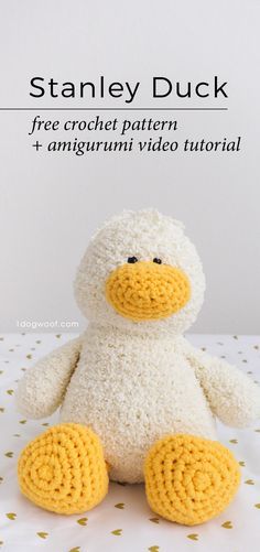 Make an adorable stuffed duck amigurumi with this free Stanley Duck Amigurumi crochet pattern from 1dogwoof.com! Soft Toy Crochet Pattern, Free Duck Amigurumi Pattern, Crochet Fluffy Yarn Free Pattern, Free Bunny Crochet Pattern Amigurumi, Crochet Fluffy Amigurumi, Fluffy Yarn Crochet Patterns, Fluffy Amigurumi Free Pattern, Fluffy Crochet Animals Free Pattern, Free Stuffed Animal Crochet Patterns