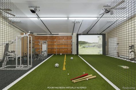 Baseball Cage Backyard, Indoor Training Facility, Soccer Basement, Soccer Garage, Indoor Batting Cage, Sports Facility, Batting Cage, Fitness Studios, Sports Hall