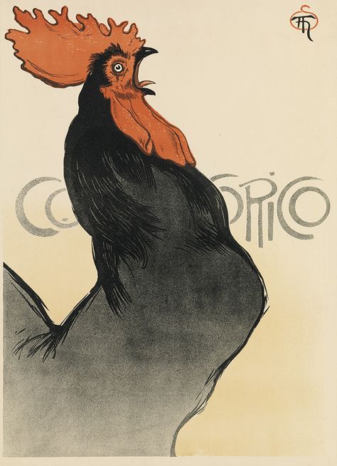 THEOPHILE ALEXANDRE STEINLEN (1859 1923) COCORICO Circa 1899 Vintage French Posters, Rooster Art, Art Nouveau Poster, French Poster, Art Ink, Rice Paper, Framed Canvas Art, Vintage Posters, Sale Poster