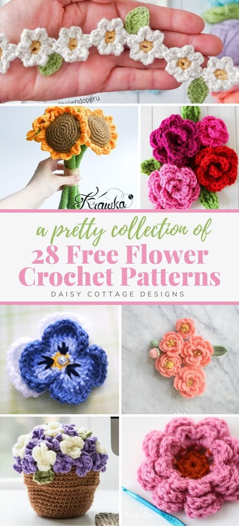 Use these free flower crochet patterns to create gorgeous blooms. Embellish your next project using these easy crochet flowers. Crochet flower tutorials for your next project! #crochetflowers #crochetflowerpattern #freecrochetpattern Poppy Crochet, Flower Crochet Patterns, Flower Crochet Pattern, Crochet Plants, Crochet Flowers Easy, Crochet Flowers Free Pattern, Crochet Plant, Crocheted Flowers, Flower Crochet