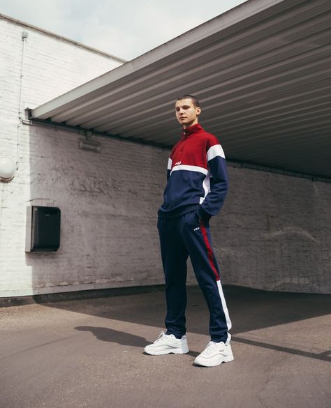 Fila Tracksuit, Fila Outfit, Fila Disruptors, Guys Clothing Styles, Clothing Styles, Normcore, Sleek, Street Style, Fashion Outfits